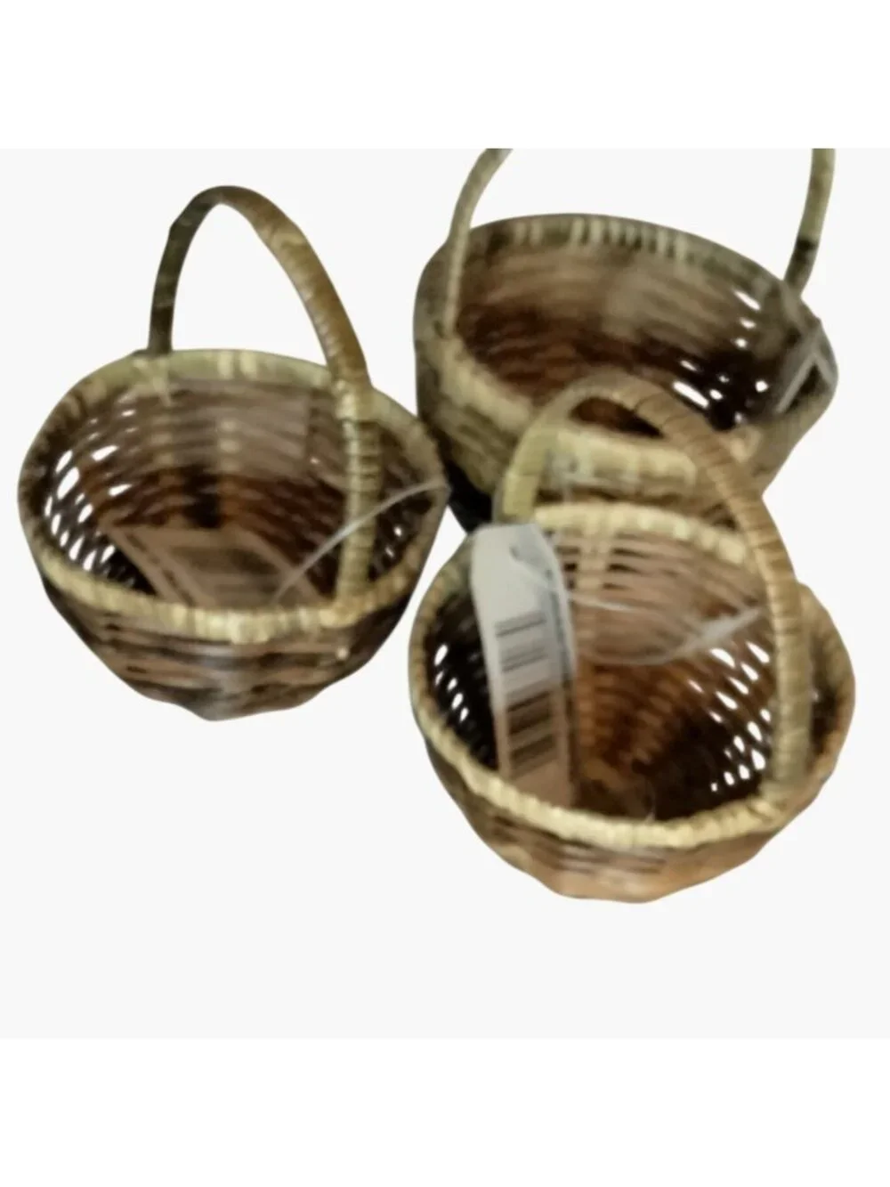 Mini Woven Basket Darice Brown Round Design Miniature Farmhouse Lot 3